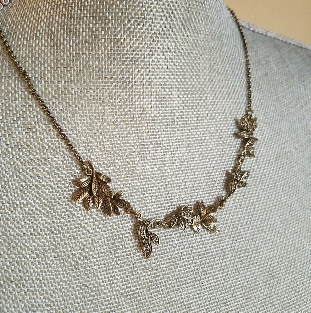 Antiqued leaf necklace